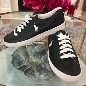 Polo by Ralph Lauren Black Leather Logo Shoes